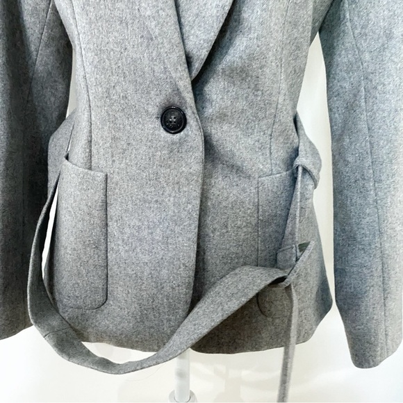 NWOT HARMONY PARIS GREY 100% WOOL BELTED SINGLE BUTTON CLOSURE BLAZER - Picture 8 of 14